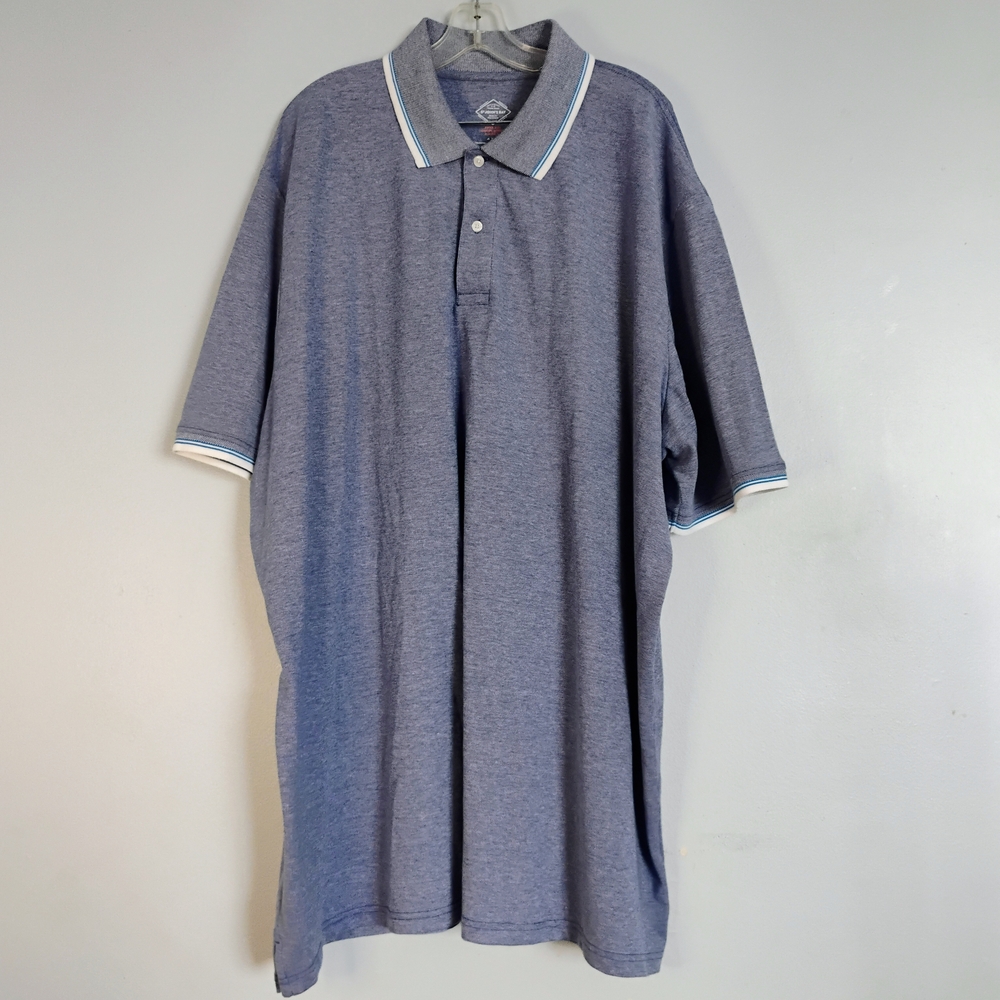St. John's Bay Men's Size 4XLT Polo Shirt Classic Fit Super Soft Heather Blue